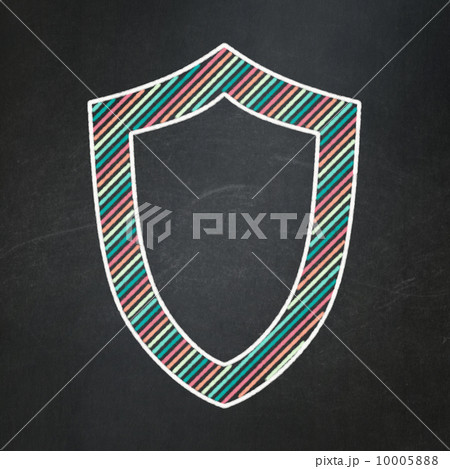 Protection concept: Contoured Shield on chalkboard background 10005888