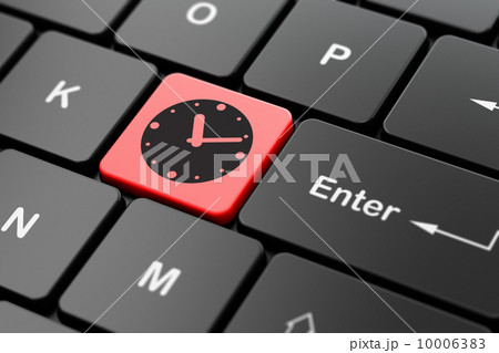 Timeline concept: Clock on computer keyboard background 10006383