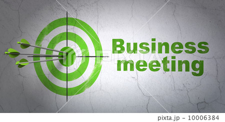 Finance concept: target and Business Meeting on wall background 10006384
