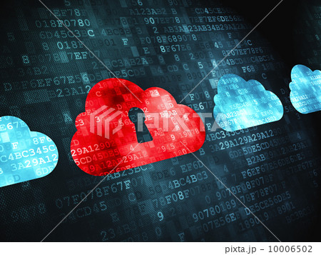 Computing concept: Cloud With Keyhole on digital background 10006502