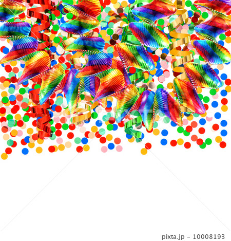 colorful garlands and confetti over white colorful garlands and confetti over white 10008193