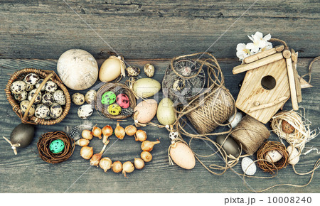 vintage decoration with eggs and flower bulbs vintage decoration with eggs and flower bulbs 10008240