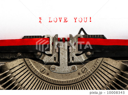 Old typewriter with sample text I LOVE YOU 10008343