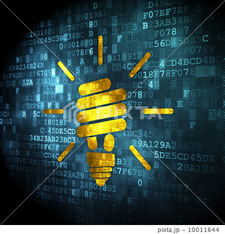 Business concept: Energy Saving Lamp on digital background 10011644