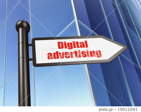 Marketing concept: sign Digital Advertising on Building background 10012091