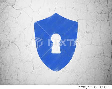Privacy concept: Shield With Keyhole on wall background 10013192