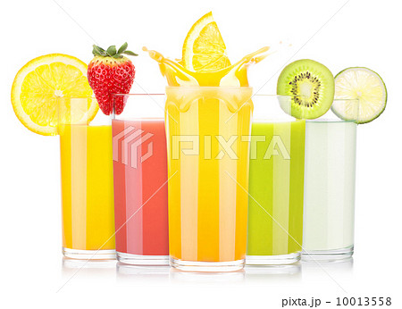 tasty summer fruit drinks in glass with splash 10013558