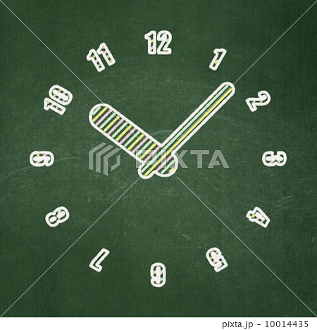 Timeline concept: Clock on chalkboard background 10014435