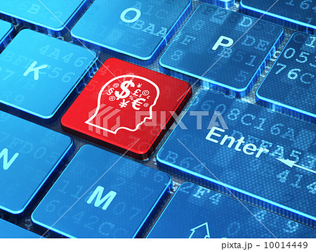 Business concept: Head With Finance Symbol on computer keyboard background 10014449