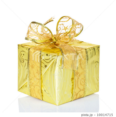 Golden gift box on a white background 10014715