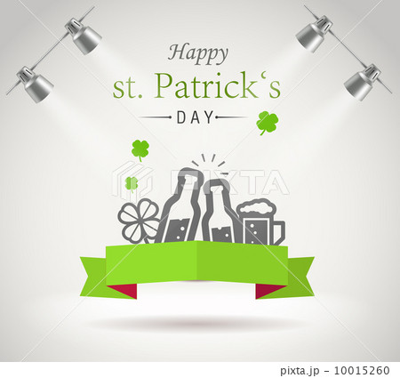 Saint Patricks day greeting card. Photorealistic bright stage wi 10015260