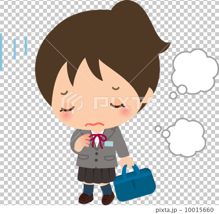 悩み事がある女子高校生のイラスト素材