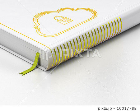 Cloud computing concept: closed book, Cloud With Padlock on white background 10017788