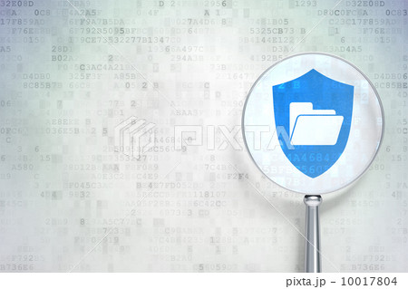 Business concept:  Folder With Shield with optical glass on digital background 10017804