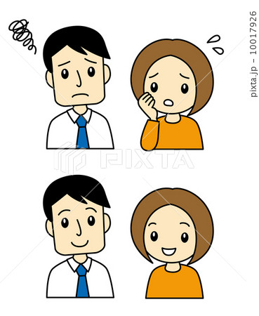 悩む　笑顔　夫婦 10017926