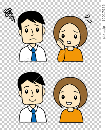 悩む　笑顔　夫婦 10017926