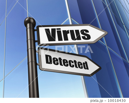 Safety concept: sign Virus Detected on Building background Safety concept: sign Virus Detected on Building background 10018430