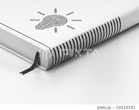 Business concept: closed book, Light Bulb on white background Business concept: closed book, Light Bulb on white background 10018591
