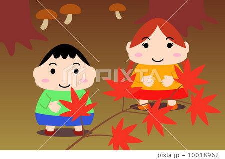 カレンダー用イラスト素材　１１月　子供　横長 10018962