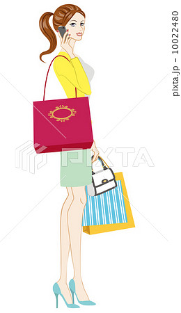 買物する女性　ポニーテール 10022480