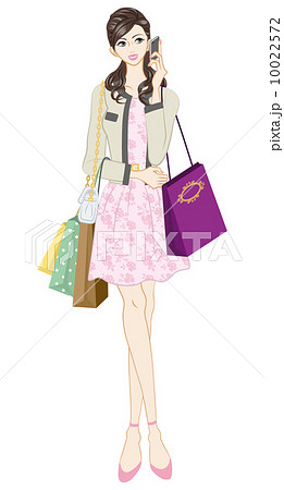 買物をする女性 フェミニンのイラスト素材