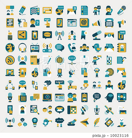 Retro flat communication icons set 10023116