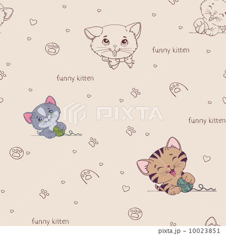 Cartoon seamless pattern with cute  cats 10023851