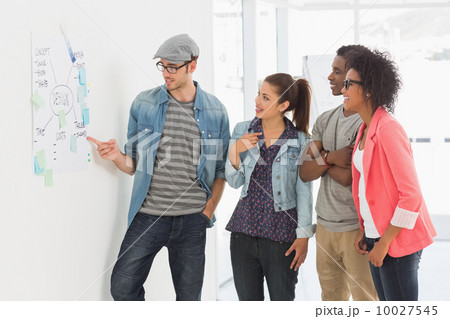 Artists in discussion in front of whiteboard Artists in discussion in front of whiteboard 10027545
