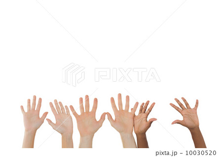 Three pairs of hands waving Three pairs of hands waving 10030520