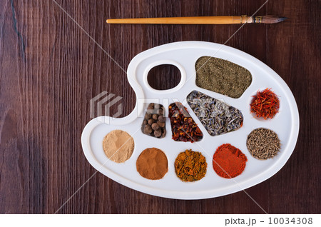 Palette of colors of herbs and spices 10034308