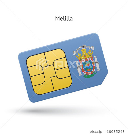 Melilla mobile phone sim card with flag. 10035243