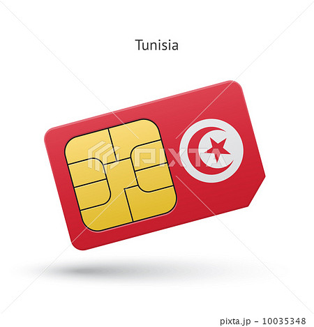 Tunisia mobile phone sim card with flag. Tunisia mobile phone sim card with flag. 10035348