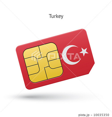 Turkey mobile phone sim card with flag. 10035350