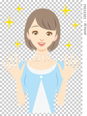 ショートヘアのお姉さん　嬉しい驚き 10035562