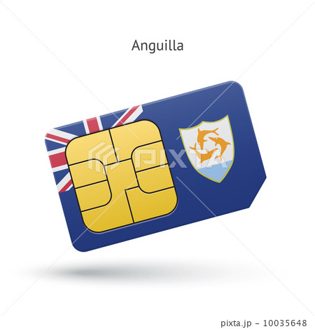 Anguilla mobile phone sim card with flag. 10035648