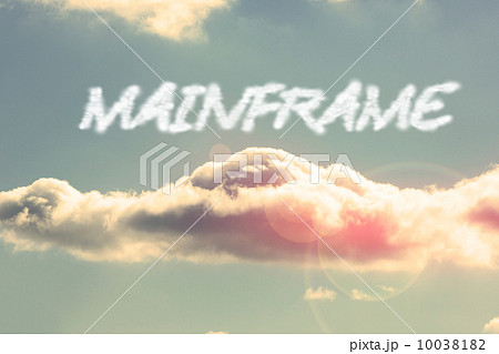 Mainframe against bright blue sky with cloud 10038182