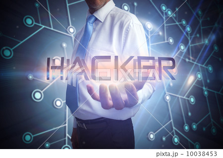 Businessman presenting the word hacker Businessman presenting the word hacker 10038453