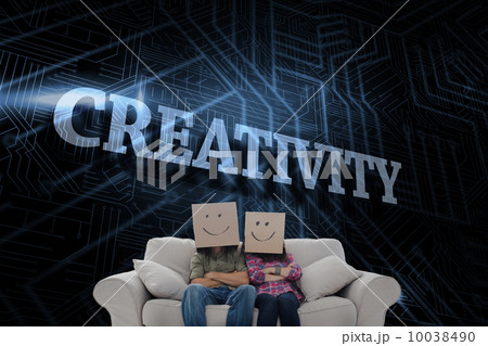 Creativity against futuristic black and blue background 10038490