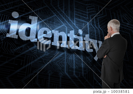 Identity against futuristic black and blue background Identity against futuristic black and blue background 10038581