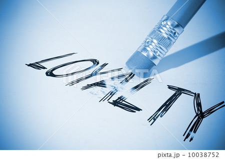 Pencil erasing the word Loyalty Pencil erasing the word Loyalty 10038752