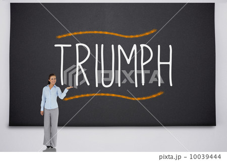 Businesswoman presenting the word triumph 10039444