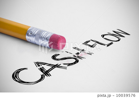 Cash flow against pencil with an eraser 10039576