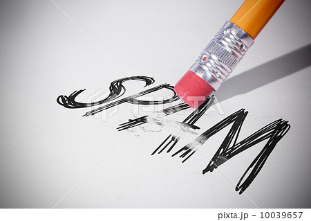 Pencil erasing the word Spam 10039657