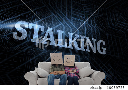 Stalking against futuristic black and blue background 10039723