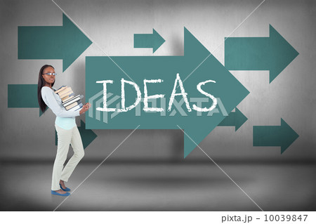 Ideas against blue arrows pointing 10039847