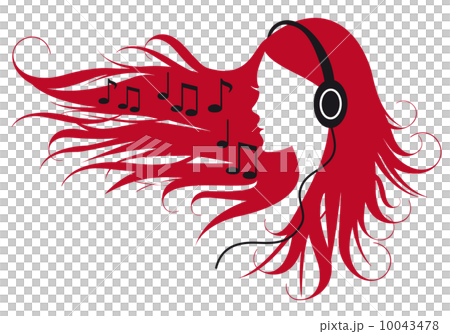woman with headphones and music notes, vector illustration 10043478