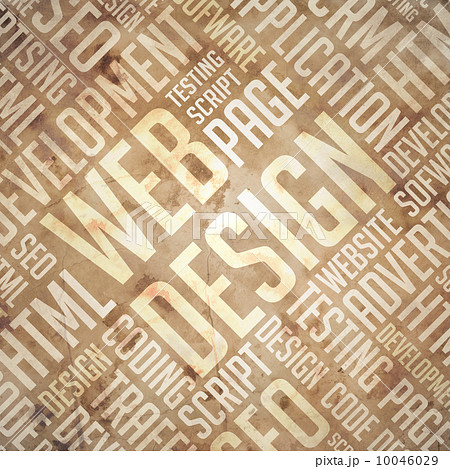 Web Design - Grunge Beige-Brown Wordcloud. 10046029