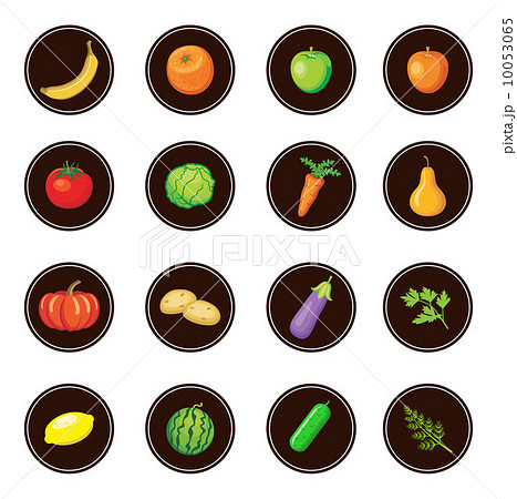 Fruits and vegetables. Set of icons. Fruits and vegetables. Set of icons. 10053065