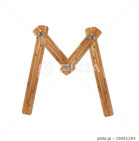 wooden alphabet - letter M on white background 10061264