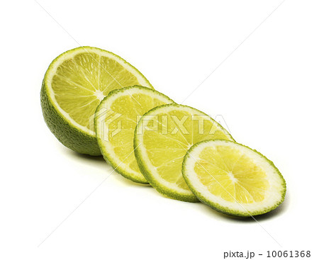 Slice of fresh lime isolated on white background 10061368